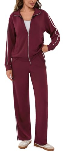 Terecey Tuta Donna Sportiva Completa 2 Pezzi Invernale Tuta Ginnastica Elegante Casual Abbigliamento per Jogging Correre Fitness Casual Jogger Training Fitness Set S-XXL Chiaretto L