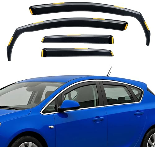 GEARCELL 4PCS Wind Deflectors, Rain Guards Window Visor Left & Right in Brown Compatible with Vauxhall Astra J MK6 (2009-2015) 5 Door Hatchback/Saloon Rain Shield Shade Replacement | In Channel Easy Installation, Shatterproof Acrylic, UV Resistant Brown,4 PCS, Fit for MK6 5 Door Hatchback/Saloon
