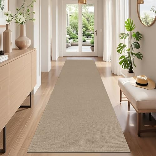 SHACOS Alfombra Pasillo Antideslizante 80x240cm, Aspecto de Yute, Alfombra de Cocina Lavable, Tapete Corredor Largo Moderna Fina para Entrada, Pasillo, Lavandería