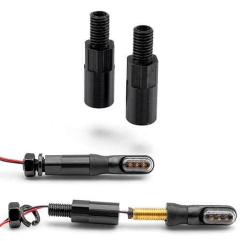 Prolunghe Frecce Moto M8 27 mm Nere, Estensioni Indicatori di Direzione per Portatarga Moto, Distanziatori Frecce con Foro Passacavo, Kit Universale 2 Pezzi