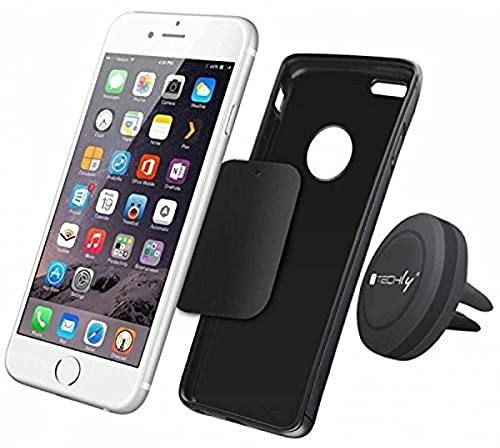 Techly 022298 Supporto Magnetico da Auto per Smartphone e Tablet Nero Nero
