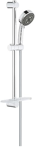 GROHE Ensemble de douche Vitalio Comfort, pommeau de douche Vitalio Comfort 100 3 jets, barre de 600mm, flexible tuyau de douche VitalioFlex Trend 1750mm, chromé, 26096000 (Import Allemagne)