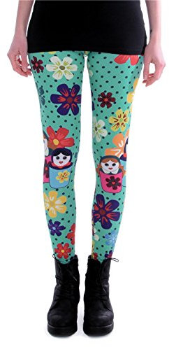 cosey - Bedruckte Bunte Leggins (Einheitsgröße) Verschiedene Leggings Designs, Matrjoschka, Einheitsgröße