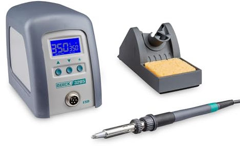 QUICK 3205 digital kalibrierbare ESD-Hochfrequenz-Lötstation 150W inkl. Lötkolben 5mm/Lötzubehör / 100°-550°C / 3 Festspeicher/Auto-Standby/Passwortschut