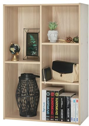 Iris Ohyama Estantería de Cubos de 5 Compartimentos,60cm Ancho, Marrón Claro, Exposición, Modular, Almacenamiento, para Sala de Estar, Habitación, Oficina, Librería, Montaje Fácil, CX-23C