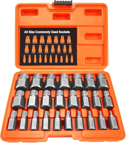 XEWEA 25Pcs Screw Bolt Extractor Set, Multi-Spline Easy Out Kit