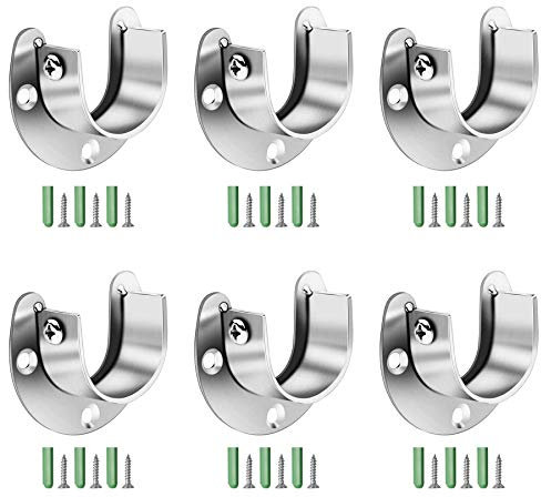 YEYIT Soporte Barra Armario 6 Piezas Closet Extremo de Barra Soportes 25mm Soporte Lateral para Barra de Armario，para la Cortina de Ducha de Vestuario