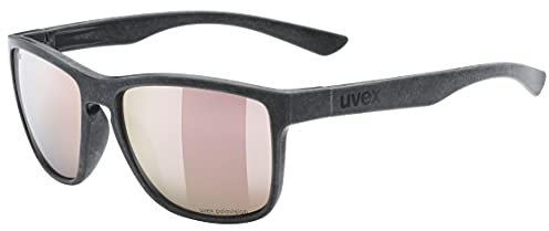 uvex LGL ocean 2 P - Sonnenbrille für Damen und Herren - aus Recyclingmaterial - polarisiert - black matt/rose - one size