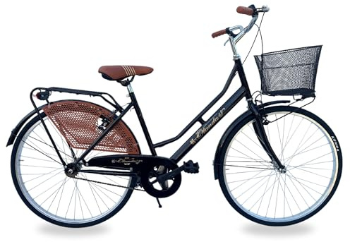 MADICKS Bicicletta Donna da Passeggio Olanda Misura 26 Bici da città Vintage retrò con Cestino Nero