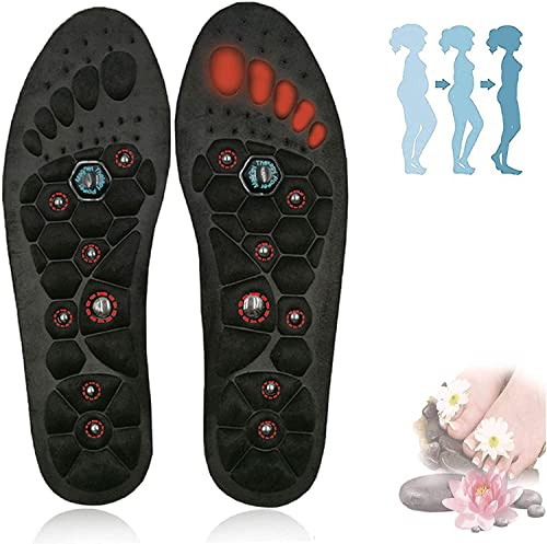 Akupressur bantningssulor för viktminskning, fotmagnetiska massagesulor med fotvalvsstöd, fotterapi Zonterapi-inläggssula för platta fötter, plantar fasciit, smärtlindring