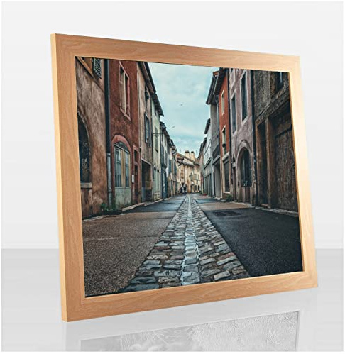 Orion Deluxe Bilderrahmen Posterrahmen 64x48 cm Puzzlerahmen Buche Dekor Antireflex Kunstglas Hintergrund Weiss