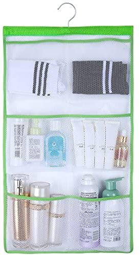 6 tasche portaoggetti da appendere in rete per doccia, con ganci per risparmiare spazio nel bagno e asciugatura rapida, ideali per palestre, dormitori universitari, bagni camper, spogliatoi per