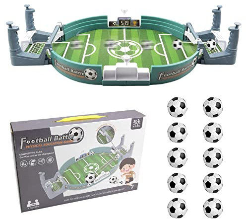 hocadon Mini Tischkicker Interaktives Tischfußballspiel, Mini Tischfussball, Mini-Fußballspiel für Kinder für 2-Spieler mit 10 Mini Fussball,38x18x7 cm
