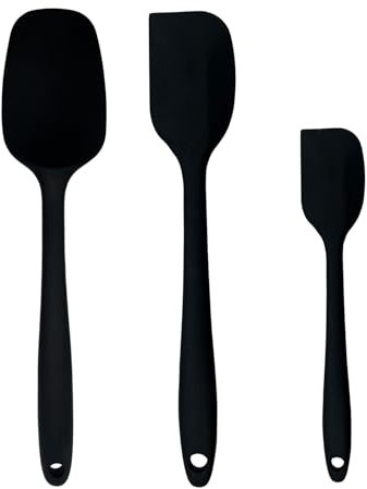 Silicone Spoon Spatula, Wok Spatula, 3-Piece Silicone Kitchen Utensil Set with Steel Core: Includes Small, Large, and Spoon-Type Tools for Non-Stick Cooking
