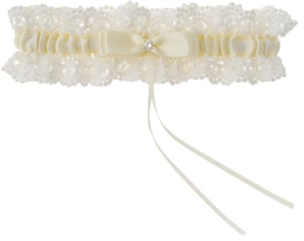 Hrlace bröllop strumpband brudstrumpeband med båge brud spets strumpeband elastisk garters benring för kvinnor flickor bröllop gåva brudstillbehör ljusgul en storlek