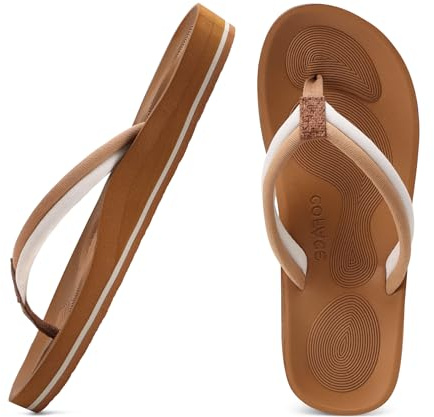 COFACE Infradito Donna Moda Estive Comode Ciabatte Supporto Arco Plantare Flip Flop Mare Aperte Sandali Infradito da Spiaggia Piscina Leggero Antiscivolo Gomma Suole Kaki 39