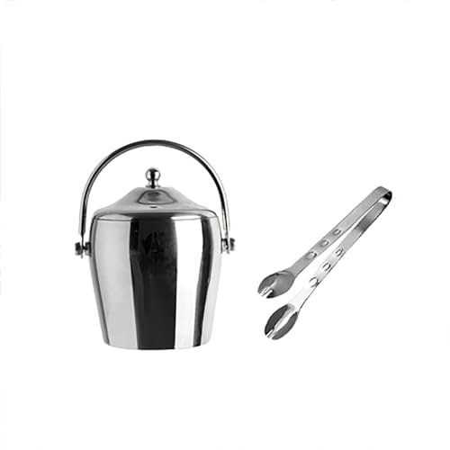 ZXTRYBHD Champagner Kühler mit Schaufeldeckel, Champagner-Eiskübel mit Tragegriff, Bierkastenkühler, für Partys, Bar, Zuhause (Color : Ice Bucket+Ice clamp, Size : Small)