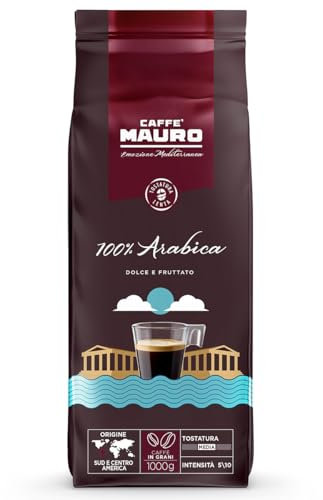 Caffè Mauro - Cafè En Grano - 1 Kg - Mezcla 100% Arabica - Intensitad 5/10 - Made In Italy
