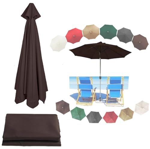 QSPNVFB Protección UV Toldo De Sombrilla De Mercado, Cubierta De Repuesto para Parasol De Jardín, Parasol De Patio Exterior Tela De Repuesto Impermeables(Coffee,6 Ribs-2m(6.5ft))