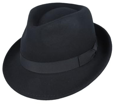 Novella Noori Unisex Wool Trilby Hat - Handmade, Crushable, and Water Repellent Fedora Hats with Structured Fit - Quality Wool Felt Fedora Hat for Men and Women with Narrow Brim - (Black, XL)