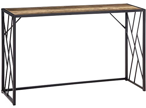 HOMCOM Konsolentisch, Sofatisch mit Stahlbeine, 120 x 35 x 75 cm, industrieller Flurtisch, Beistelltisch, für Kleinen Raum, Eingang, Flur, Wohnzimmer, Schlafzimmer, Braun