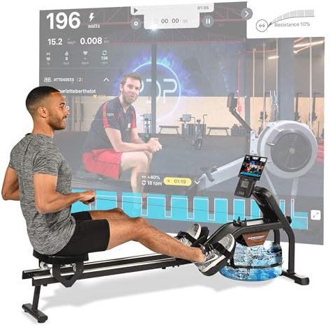 Christopeit Sport Wasser-Rudergerät Garda - Heimtraining mit 10 Liter Wassertank, 37 cm Sitzhöhe, Bluetooth, klappbar