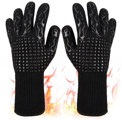 BBQ Gloves, Heat Resistant, Long Cuff, for Cooking and Grilling