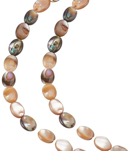 CRAFTYMELODY 1 cadena de perlas de concha de abulón natural ovaladas y planas a granel cabujones coloridos de 8 x 6 mm perlas espaciadoras de concha Paua para pulseras y