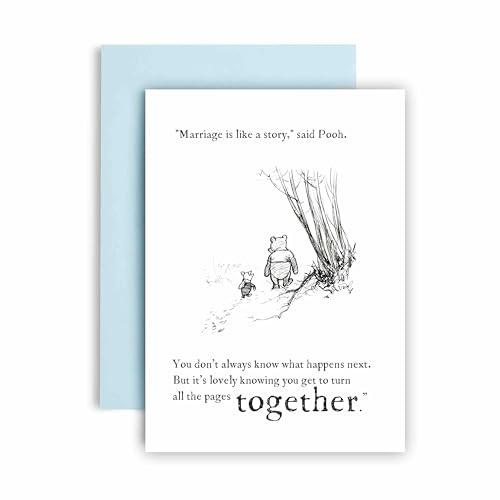Huxters Wedding Day Card – Pooh and Piglet Marriage and Love – Marriage is Like a Story – Mr & Mrs, Just Married, Happily Ever After (Story)