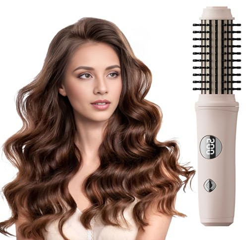 Cordless Hair Curling Iron Brush, 3-in-1 Portable Curling Iron Cordless Hot Brush, USB Rechargeable 4000mAh Cordles s Hair Curler, Travel Curling Iron Ceramic Hai r Curling Brus h for Home & Travel