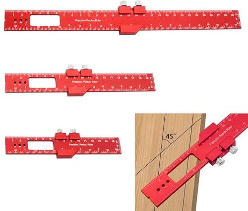 3PCS Metal Ruler for Cutting, 6/8/12inch Aluminum Alloy Sliding T-Square Woodworking Rulers, 45°/90°/135° Carpentry Metric Woodworking Angle Measuring & Layout Straight Edge Tools Adjustable
