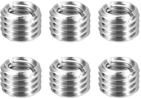 QUARKZMAN 6 st. gänginsats M14 till M10 x 10 mm rostfritt stål skruvmutter reduceringsgänga metrisk självgängande gänghylsa gängadapter för möbler reparation gör-det-själv mekaniska komponenter