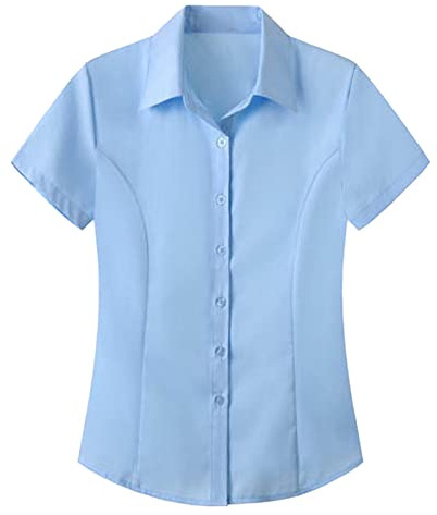 Camicia Donna Elegante Maniche Corte Blusa Donna Elegante Curvy Camicetta Leggero Traspirante Camicia con Bottoni Maglietta Classico Top Comoda T Shirt per Moda Casual Lavoro Uniforme