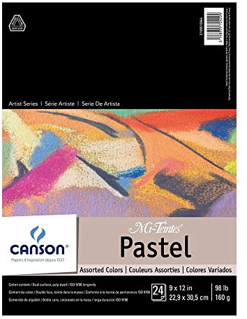 Canson Artist Series Mi-Teintes Pastel Paper, Assorted Colors, Foldover Pad, 9x12 inches, 24 Sheets (98lb/160g) - Artist Paper for Adults and Students