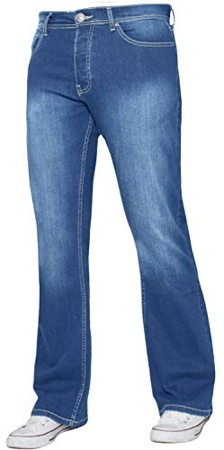 Enzo Mens Bootcut Wide Leg Jeans Stretch Bell Flared Denim Pants All Waist Sizes (34W / 30L, Light Blue)