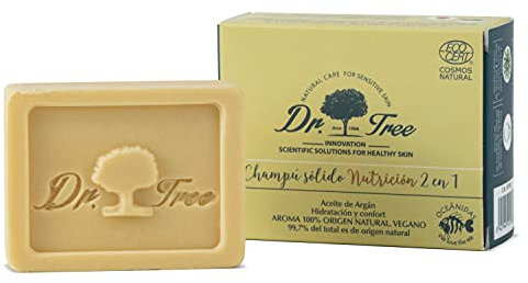 Dr. Tree 2 in 1 Festes Nährendes Shampoo Festes Shampoo + Bio Spülung Beschädigtes und Brüchiges Haar 99% Natürliche Inhaltsstoffe Ecocert 75 gr