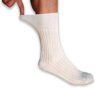 Frencis - Calzini Sanitari da Uomo in 100% Filo di Scozia Rimagliato a Mano, Calzini per Diabetici con Elastico Extra Morbido, Traspiranti e Anallergici, 6 Paia, Colore Bianco Taglia 43-46