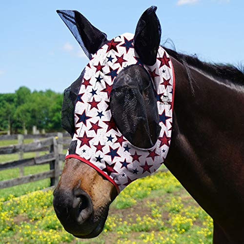 Harrison Howard Elasticità Maschera da mosca del cavallo Stupendo Comfort con protezione UV Standard Maschera da mosca del cavallo per cavallo-Sognare Stella (L)