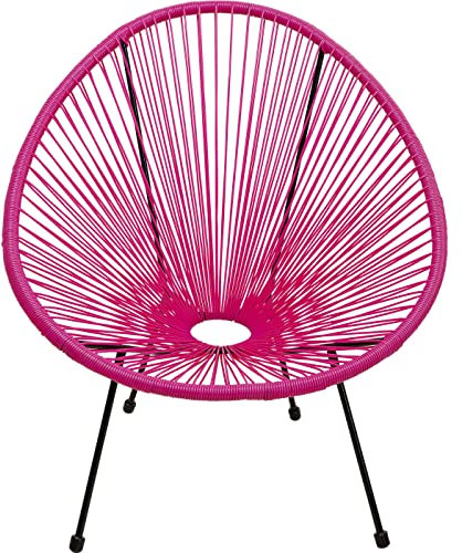 Kare Design Sessel Acapulco, Pink, Indoor und Outdoor Stuhl im Retro-Design, Gartenstuhl, Relaxsessel für Balkon, Garten, Terrasse, Schwarzes Stahlgestell, 85x73x78 cm (HxBxT)