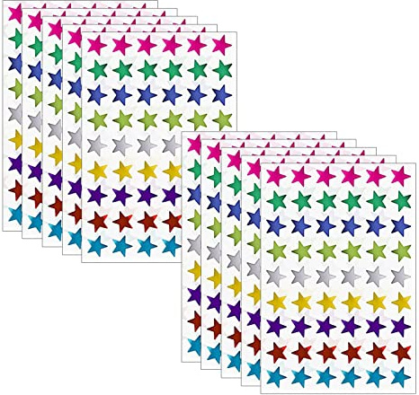 1.3 cm Metallic Star Stickers - 9 Assorted Colors Foil Labels, 540 Pieces Colorful Reward Stickers for Kids