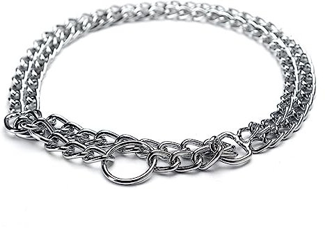 1 Stück Metall Hundehalskette Einstellbar Mit Haken (Schäkel) Für Kurz Und Langhaar Hunde Pet Training Walking (Silber)