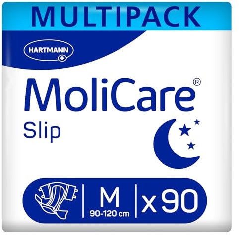 MoliCare® Slip Night - Windeln für Erwachsene bei mittlerer bis schwerer Harn- und Stuhlinkontinenz in der Nacht | zuverlässig, komfortabel & diskret | Größe M (90-120 cm Hüftumfang), 90 Stück