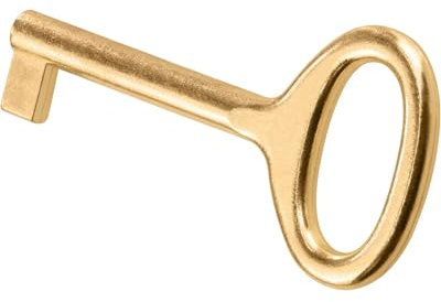 Gedotec Clé de meuble laitonnée | 1 pièce | Clé à panneton en métal | PAGANINI | Clé de rechange déco antique | 35 mm | Clé de rechange | Clé avec blocage européen