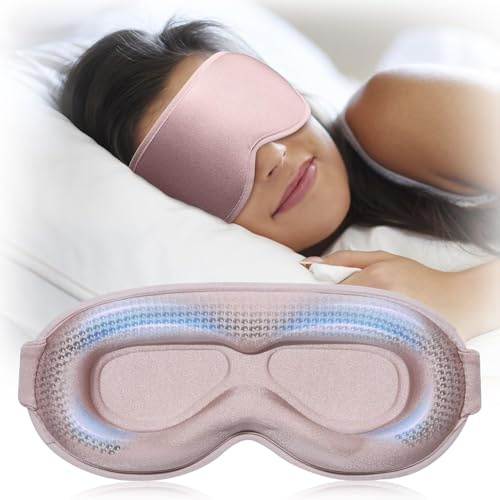 Masque de Nuit 3D Occultant Femme, Sans Pression, Réglable, Lesté, Rose | Masque De Sommeil, Coques 3D Sans Pression Sur Les Yeux, Préservant Les Extensions De Cils, Lestage Doux, Sangle Réglable
