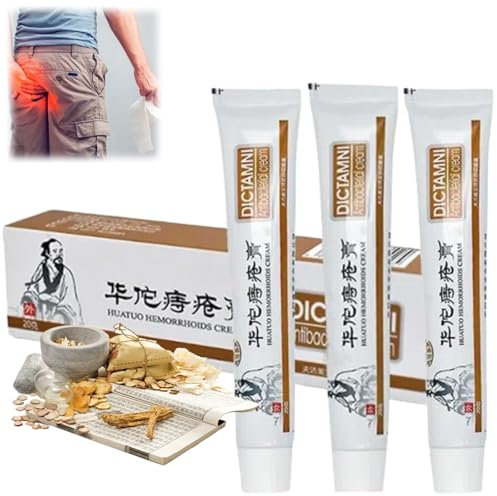 3PCS Hämorrhoiden Salbe, 20g*3 Chinesische Pflanzliche Hämorrhoiden-Creme, Natürliche Pflanzliche Creme, Zäpfchen Hemorrhoid Cream Externe