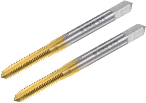 uxcell Thread Tap Metric M5 x 0.8, Titanium Coated Cobalt HSS (High Speed Steel) 3 Straight Flutes Machine Mini Micro Screw Threading Tapping Repair Tool for Watches and Clocks, 2pcs