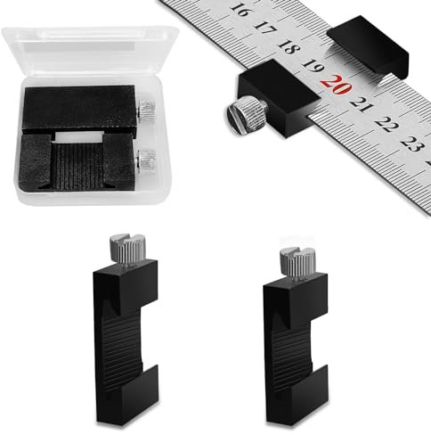 2 pièce Règle en Acier en Laiton, Règle en Acier pour Outils de Menuiserie, Équerre Preciva de 26/29mm Outil d'Écriture en Acier au Carbone Règle d'Arrêt Gabarit de Marquage avec Butée, pour Bricolage