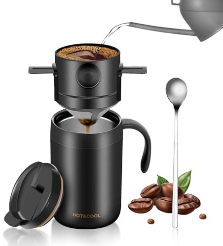 OARSE 16oz Camping Coffee Maker Pour Over Coffee Maker Set，Camp Pour Over Set，Portable Coffee Kit for Travel, Camping, Offices, Backpacking