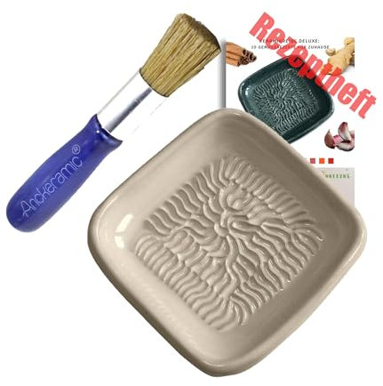 ANCKERAMIC® Ceramico Original Finlandia - Juego de rallador de cerámica y pinceles para hornear - rallador de ajos de cerámica, rallador de jengibre y cepillo de cocina de cerdas naturales, hecho a