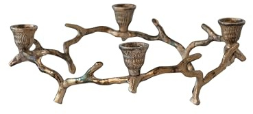 Creative Co-Op Aluminum Wreath Advent Taper Candleholder, Oxidized Antique Gold Finish